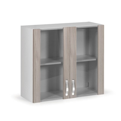 Vetrina pensile 80 cm bianco olmo