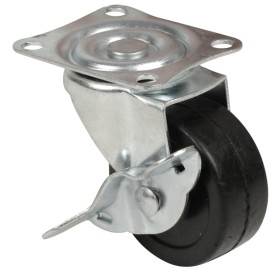 Ruota in gomma girevole piastra e freno mm.65