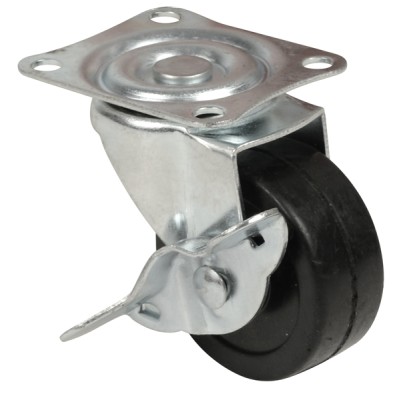 Ruota in gomma girevole piastra e freno mm.65