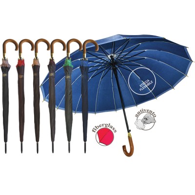 Ombrello automatico 16 stecche fiberglass bordino