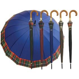 Ombrello automatico 16 stecche fiberglass banda scozzese