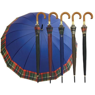 Ombrello automatico 16 stecche fiberglass banda scozzese
