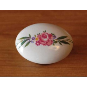 Ovalino ceramica art.148 bianco base bronzata