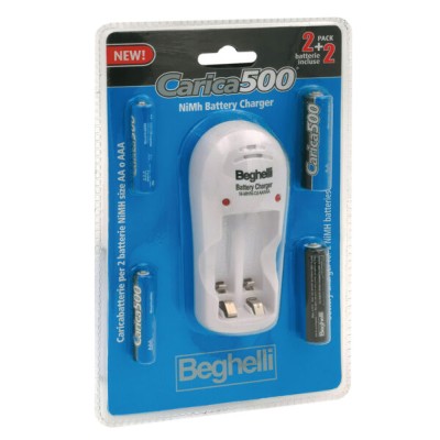 Caricatore compatto carica500, in dotazione batterie: 2AA+2AAA