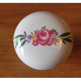 Pomolo tondo piccolo mm26 ceramica 148 bianca base bronzata