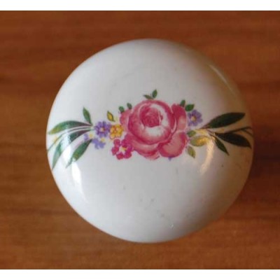 Pomolo tondo piccolo mm26 ceramica 148 bianca base bronzata