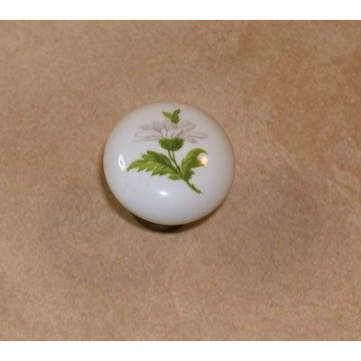 Pomolo tondo mm31 ceramica 112 bianco base bronzata