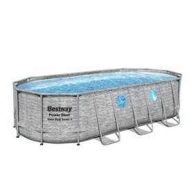 Piscina ovale rattan con oblò cm 427x250x100 capacità: 7.250 lt.