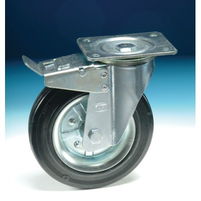 Ruota gomma pias.girev+freno d.80