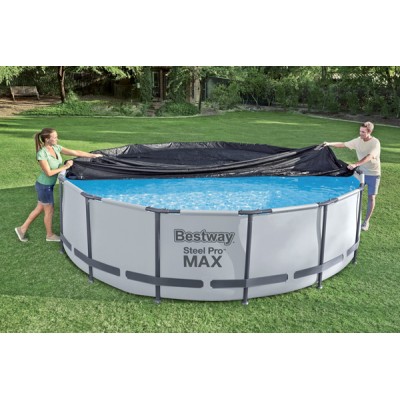 Copripiscina universale tonda antracite steel pro max diametro cm.488