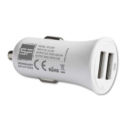 Caricatore auto 2usb bianco