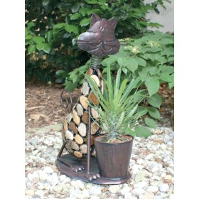 Portavaso gatto con pietre cm 49